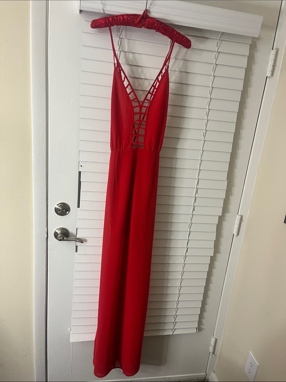 Forever 21 Red Lattice-Front Maxi Dress